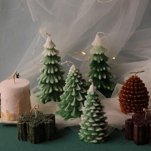 3D Christmas Tree Snowflake Pine Cone Silicone Handmade Scented Aromatherapy Candle Mold DIY Soap Supplies Plaster Decoration