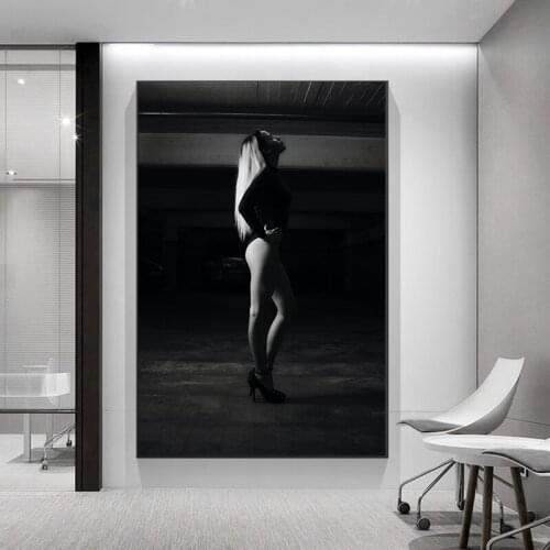 Black and White Modern Minimalist Portraits HD Photography Striped Sexy Female Art Frameless Artist Home Decor Painting