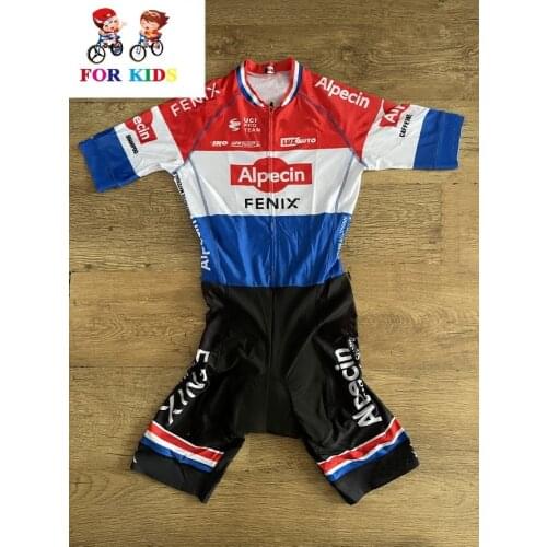 KIDS LASER CUT Skinsuit 2021 ALPECIN FENIX TEAM NL Children Bodysuit SHORT Cycling Jersey Bike Clothing Maillot Ropa Ciclismo
