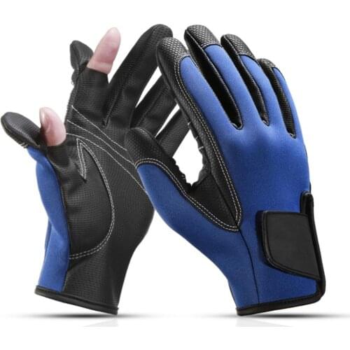 Women Men Fishing Gloves 2 Half-Finger Palm Anti-Slip Waterproof for Outdoor Sports