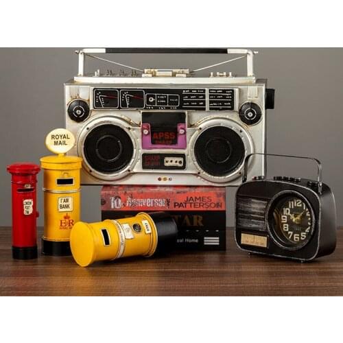 European Home Decors Nostalgic Vintage Radio Mailbox Model Office Decoration Multifunction Telephone Piggy Bank Ornament Crafts