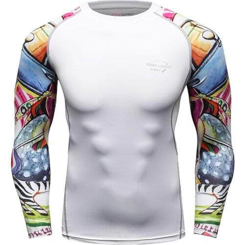 Factory Prices Mens Digital Printed Compression Rashguard Jiu Jitsu shirt Gym Long Sleeve