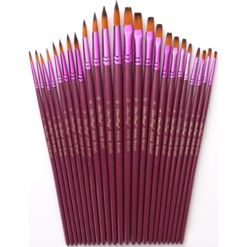 Y10 2Types For Choice 12Pcs/Lot Nylon Hair Paint Brush Different Size Artist Fine Oil Painting Brushes Drawing Art Supplies