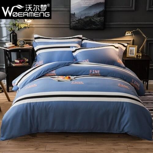 Thickened pure matte 4-piece sheet quilt cover simple quilt cover 3-piece bedding