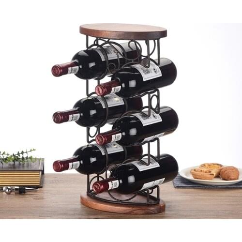 Creative Metal Drum Wine Bottle Holder Decorative Wood Bracket Wine Rack Home Barware Utensil Bar Accessories Kitchen Furnishing