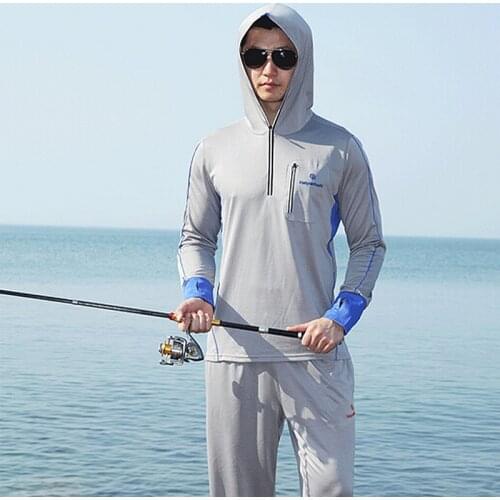 Mens womens Brand fishing clothing sun protection clothing long sleeved hooded fishing shirt breathable wicking UV protection