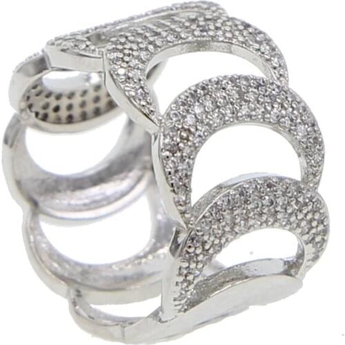 Mens link chain Ring Bling Bling Rhinestone Crystal Silver Color Punk Rings Fashion Hip Hop Jewelry high quality drop shipping