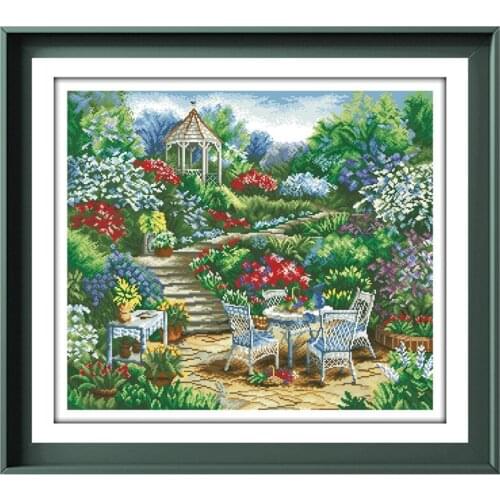 Dreampattern Flower garden counted cross-stitch kit flower embroidery needlework 18ct 14ct 11ct white cloth DIY handmade