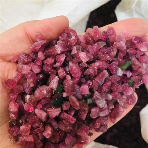 Natural crystal rose garnet raw stone decorations small particles through the body mineral wool stone landscape