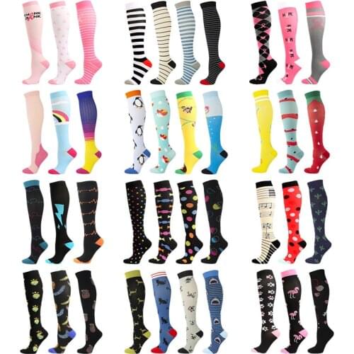 41 Styles Colorful Nursing Compression Socks Men Women Novel Football Anti-Fatigue Pain Relief Nylon New Year Socks 2021 Gifts