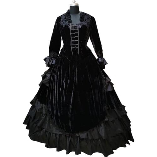 2020 New black victorian Halloween Cosplay dress Colonial Georgian Renaissance Gothic Historical dress D-362