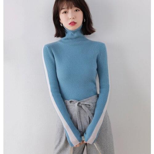 Slim Sweaters for Sexy Woman 100% Cashmere Knitted Pullovers Turtleneck Hot Sale 6Colors Jumpers Laides Fashion Knitwears
