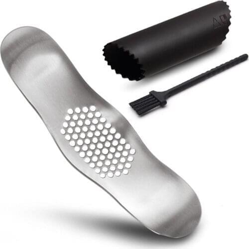 Stainless Steel Garlic Press Rocker Crusher Garlic Chopper Mincer Press Kitchen Garlic Masher Brush