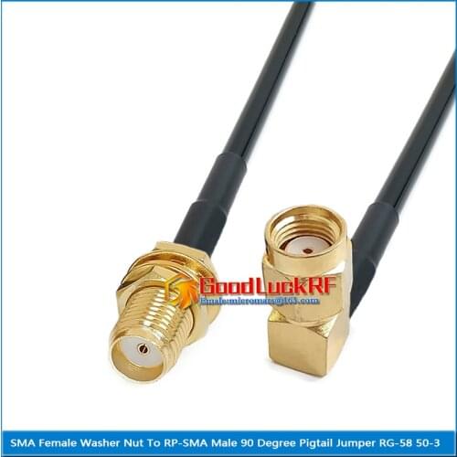 SMA Female Washer O-ring Nut to RP SMA RP-SMA Male Right Angle 90 Degree Pigtail Jumper RG-58 RG58 3D-FB Extend cable 50 Ohm