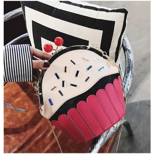 2021 new cute shoulder bag personality creative cake ice cream bag fashion chain PU small bag geometric pattern diagonal package