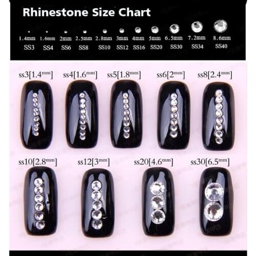Super Glitter Rhinestones Crystal Clear ss3-ss50 Non HotFix Flat Back Glass Nail Art Decal Nail Decorations BSZ