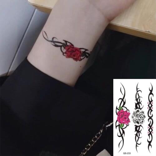 Waterproof Temporary Tattoo Stickers Rose Bracelet fake Tattoo Geometric Animal Flash Tattoo Hand Back Foot for Girl Women Men