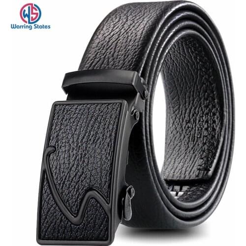 Warring States New Mens Automatic Buckle Belt Black Luxury High Quality Belt for Men Bark Pattern Scratch-resistant Pants Belt