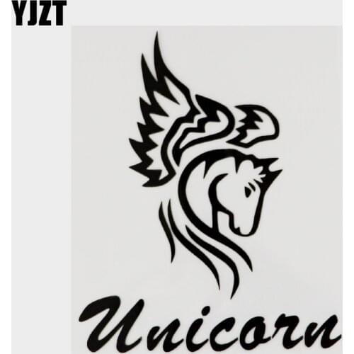YJZT 10.7CM×13.2CM Legendary Unicorn Fashion Vinyl Car Sticker Decal Black/Silver 13F-0089
