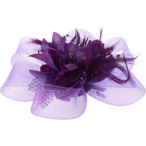 Womens Flower Feather Beads Mesh Corsage Hair Clips Fascinator Bridal Hairband