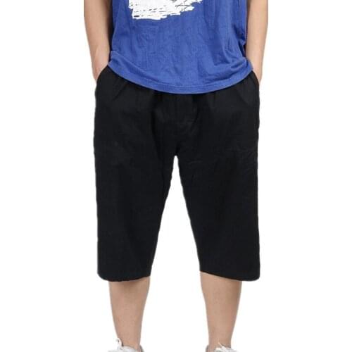 ZY1903-C1123 2020 new summer fashion men seven points trousers loose baggy big size casual pants cheap wholesale free shipping