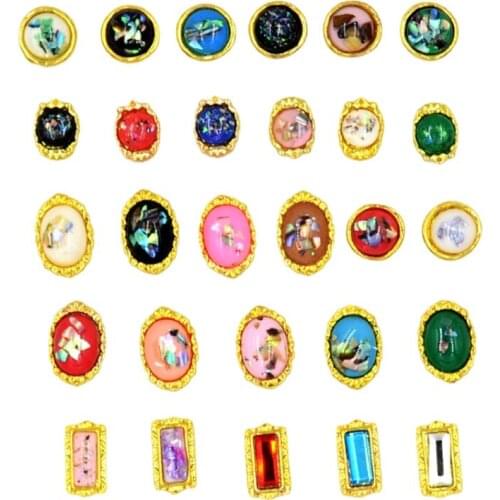 10Pcs/Lot Japanese Nail Art Pendant Retro 3D Nail Charms Luxury Nail Art Charms For Nail Art Strass Manicure Polish Accessories