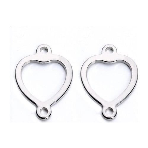 10pcs/lot heart 13mm*19mm Connector Metal Alloy Pendant For DIY bracelet Jewelry Making fdge4s