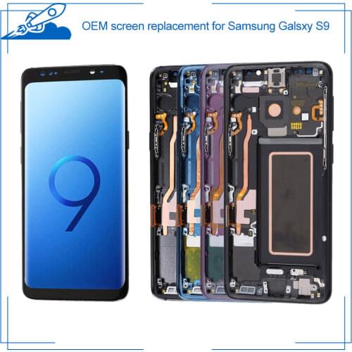 100% OEM Super AMOLED For Samsung Galaxy S9 LCD Touch Screen amoled Display Digitize Assembly Replacement Frame NO Burn Shadows