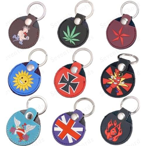 2 Pcs Multicolor Pattern Leather Guitar Pick Holder Keychain Guitarra Plectrum Case Bag Pack