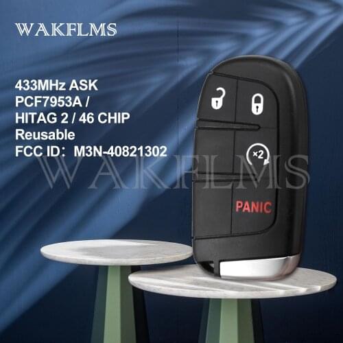 4 Button Smart Remote Car Key 433MHz for Chrysler Dodge Charger Journey Challenger Durango PCF7953A HITAG 2 46 chip M3N-40821302