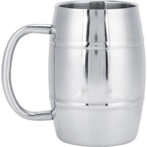 470ml 304 Double‑Layer Stainless Steel Beer Mug Outdoor Camping Tea Coffee Cup With Handle