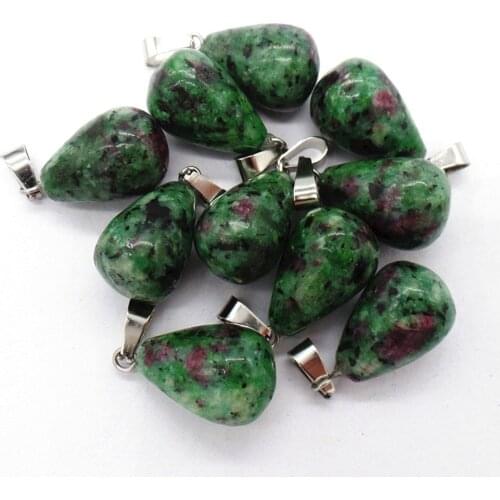 50Pcs 18x13mm Wholesale Green Ruby in Fuchsite Teardrop Pendant Bead DIY Earrings Handmade Jewelry Accessories S700