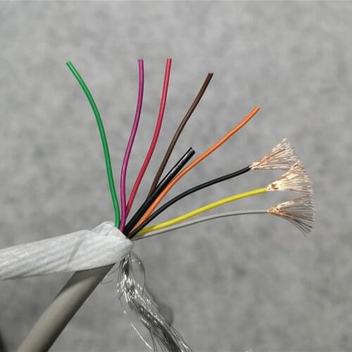 8-core 0.2 square 24awg shielded wire cable PUR polyurethane oil resistant towline cable out diameter 5.5mm sheath wire