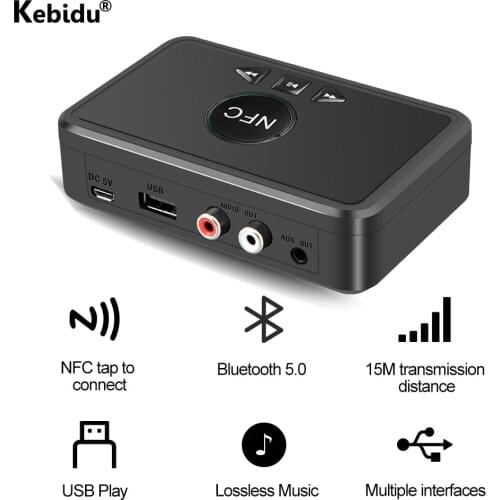 Bluetooth 5.0 Audio Receiver Adapter NFC 3.5mm RCA AUX Output Wireless Bluetooth Aux Stereo Receptor For Amplifier Speaker