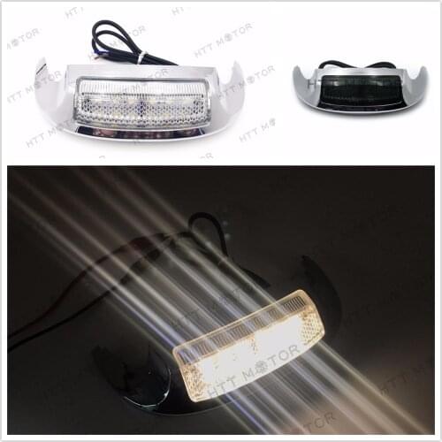 Aftermarket free shipping motorcycle parts New Front LED Fender Tip Light Clear Lens For Harley FLHX FLHR 14 15 16 17