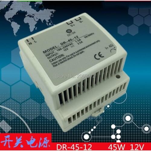 Din rail power supply 45w 12V power suply 12v 45w ac dc converter dr-45-12 good quality