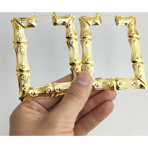 Big Custom Bamboo Eaarings with Any Name Stainless Steel Spirit Earring Multiple Style/Size/Color Hip Hop Club Jewelry for Women