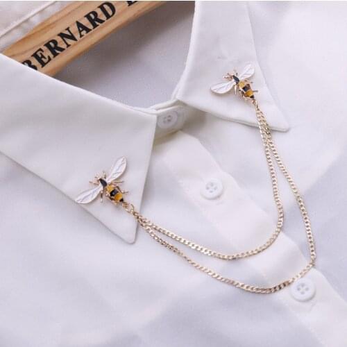 Cute Bee Vintage Brooches Pins Animal Alloy Metal Chain Brooch Broches Man Suit Shirt Collar Tassel Lapel Pin Women Jewelry Gift