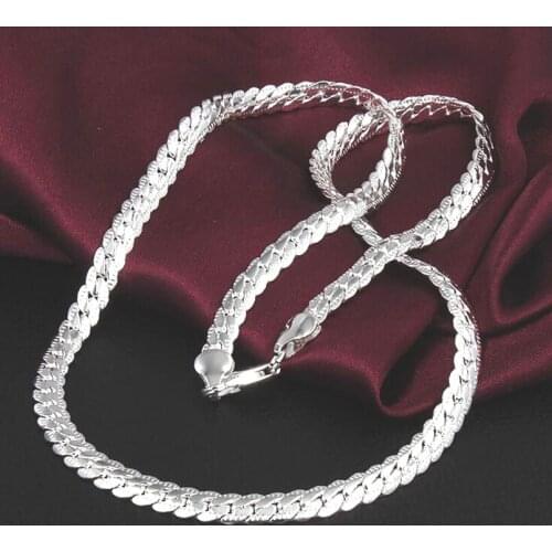 Frosted ball Women Full Sideways Silver Necklace 925 Sterling Silver Fashion Jewelry Women Men Link Chain Necklace X015