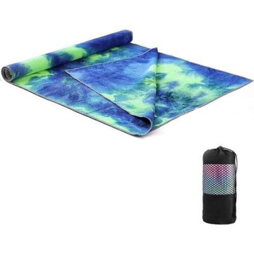 Colorful Tie-Dye Printing Yoga Towel Microfiber Sweat Absorbent Non-Slip Workout Fitness Mat Pilates Blanket with Bag