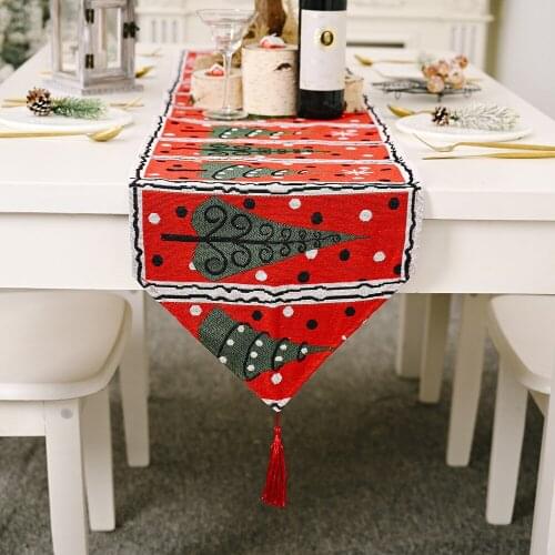 Merry Christmas Decoration table runner for Home Christmas Gift Elk Snowman Table Runner New Years Decor 2021 Navidad