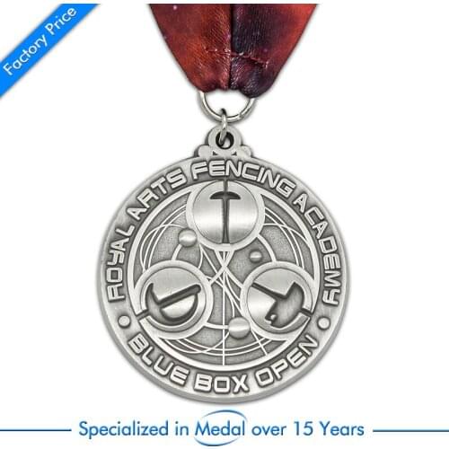 Arts medals cheap antique silver medals with ribbons factory custom high quality metal medals