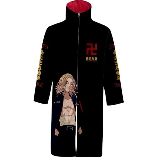 Tokyo Revengers Long Robe Anime Cosplay Zip-up Cardigan Men Women Jackets Stand Collar 3D Print Sweater Streetwear 2021 Coat