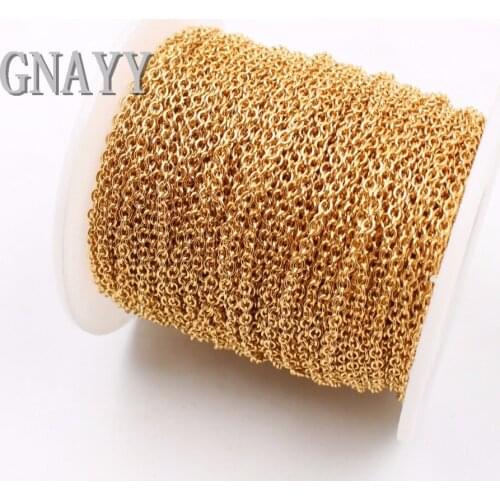 GNAYY Lot 10meter Thin 2mm wide Gold Stainless Steel Cross Rolo Chain women Fashion jewelry finding Marking Chain DIY