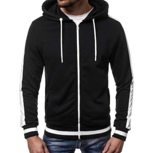 Laamei Pocket Solid Hooded Cardigan For Men Zipper Autumn Black Hoodies Coat Men Casual Long Sleeve Sweatshirts Male Jackets