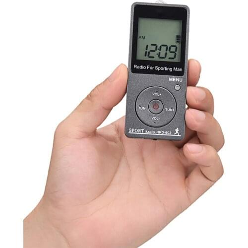 Mini Fm Pocket Radio LCD Display Radio Adjustable Airplane Band Receive Lock Button Display Headset Fitness Step-Counting Radio