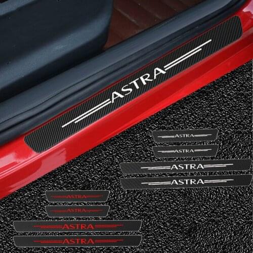 Mutips 4pcs Carbon Fiber Car Door Sill Protection Cover Trim Sticker Accessories Exterior Automobile For Opel Astra j h g k gtc