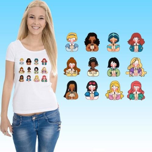 Little Princess girls Beauty Ironing stickers Washable Stickers on Clothes Cheap Heat-sensitive patches Thermal Stickers