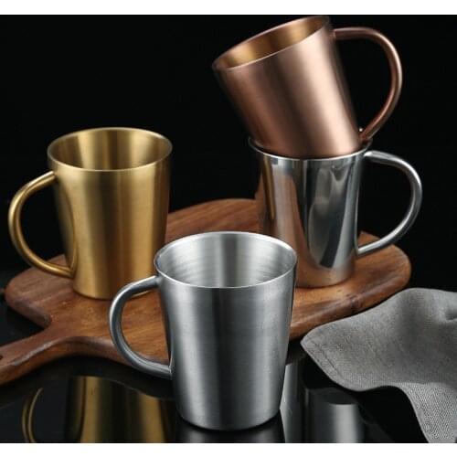 304 Stainless Steel Mug Bar Beer Coffee Cup Double Teacup Couple Milk Cup Coffee Cup Heat Insulation and Anti-scalding Design