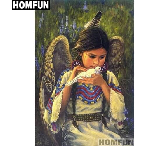 HOMFUN Square/Round Drill 5D DIY Diamond Painting "Indian girl" Embroidery Cross Stitch Full Rhinestone Decor A01443